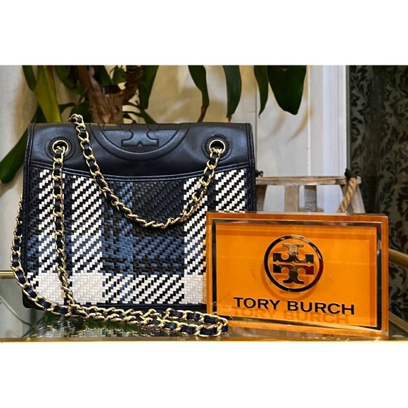 Tory Burch Handbags - ♦️♦️RARE!! AUTHENTIC TORY BURCH BLUE PLAID FLEMING HANDBAG♦️♦️